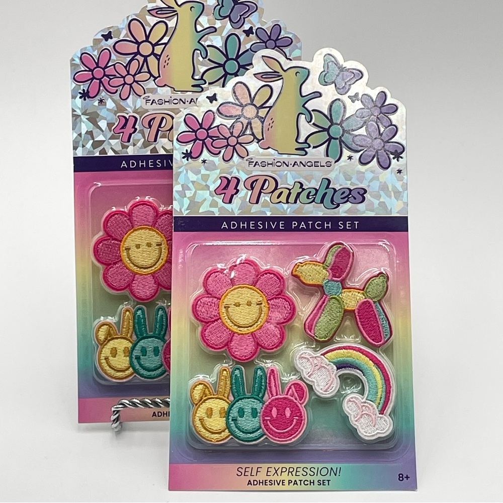 Fashion Angels Adhesive Patch Set Balloon Dog Rainbow Smile Face 2 Packs Lot
